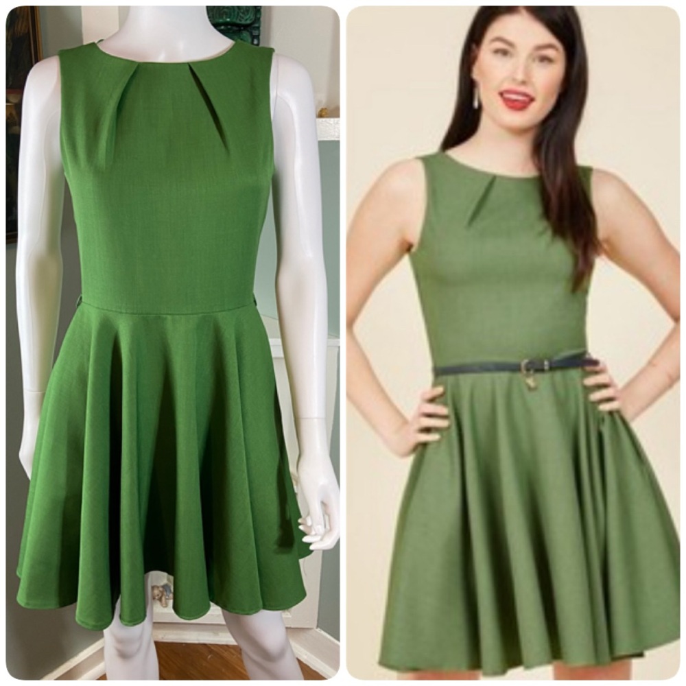 Closet London Luck be a Lady Green Fit & Flared Mini Dress size 6